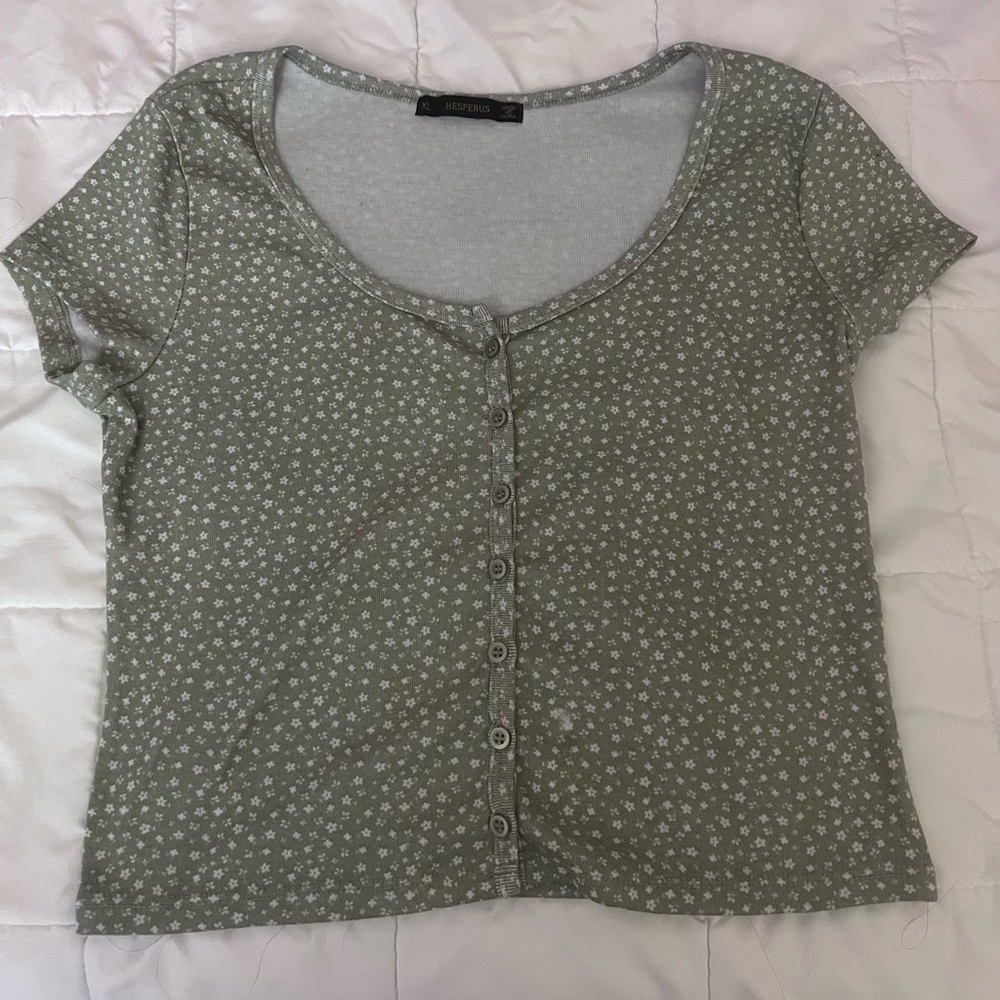 Light Green Floral Hesperus Crop Top